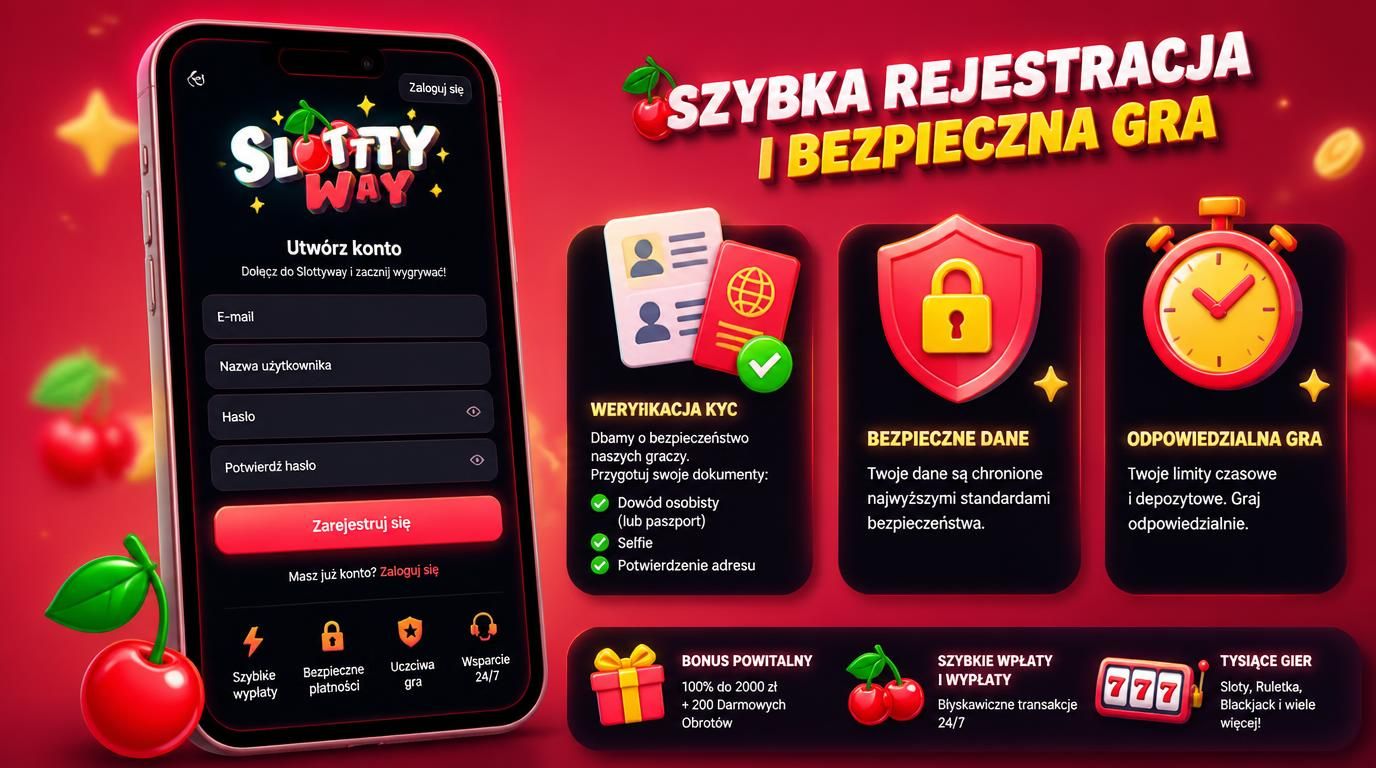 Smartfon z formularzem rejestracji, dokumenty KYC i symbol odpowiedzialnej gry
