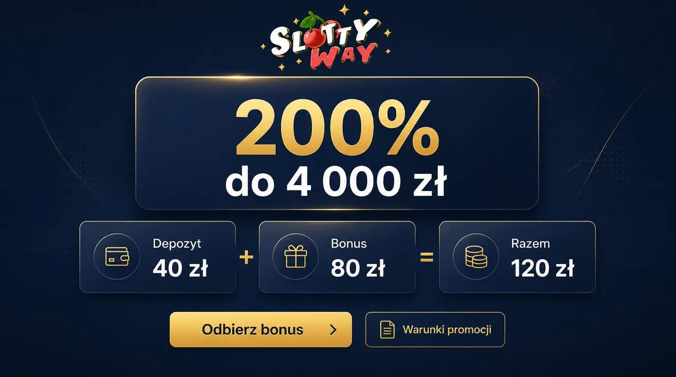 Panel bonusu 200% do 4 000 zł z przykładem wpłaty 40 zł i dodatkowych 80 zł