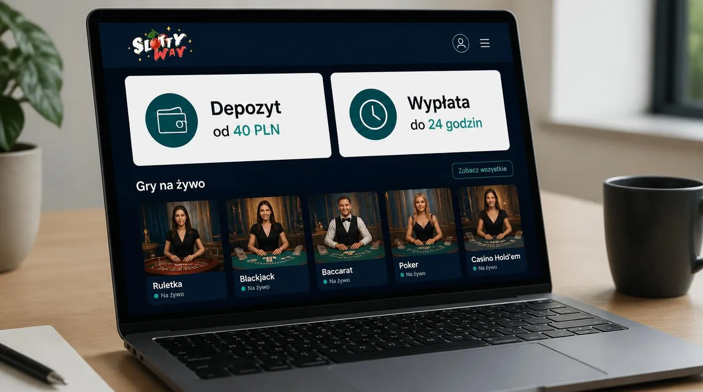 Panel kasyna z depozytem od 40 PLN, wypłatą do 24 godzin i wyborem gier z krupierem na żywo